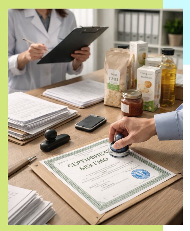 Получение сертификата Без ГМО для продукции в Климовске
